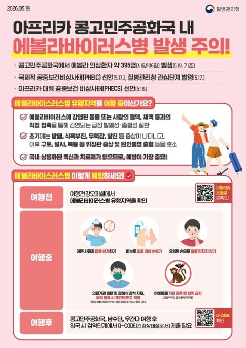 천안시, 에볼라바이러스 국내 유입 대비 대책반 구성…콩고·우간다 '분디부교 균주' 백신 없어