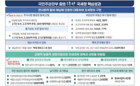 국세청, 새정부 1년 주식시장 불공정 탈세 2576억·체납 역대 최대 3조1000억 징수