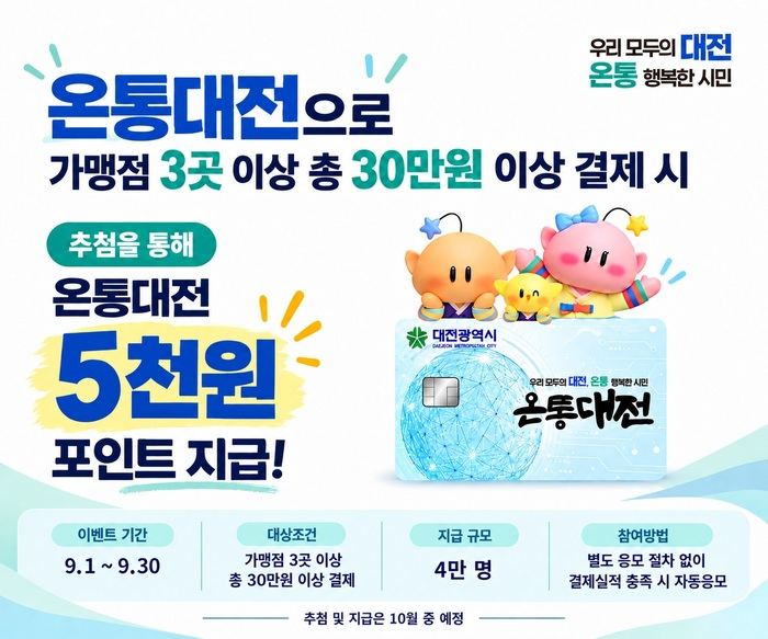 대전시, 추석 맞아 온통대전 소비촉진 이벤트 실시
